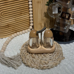 Wooden & Plastic Salt Shakers Set